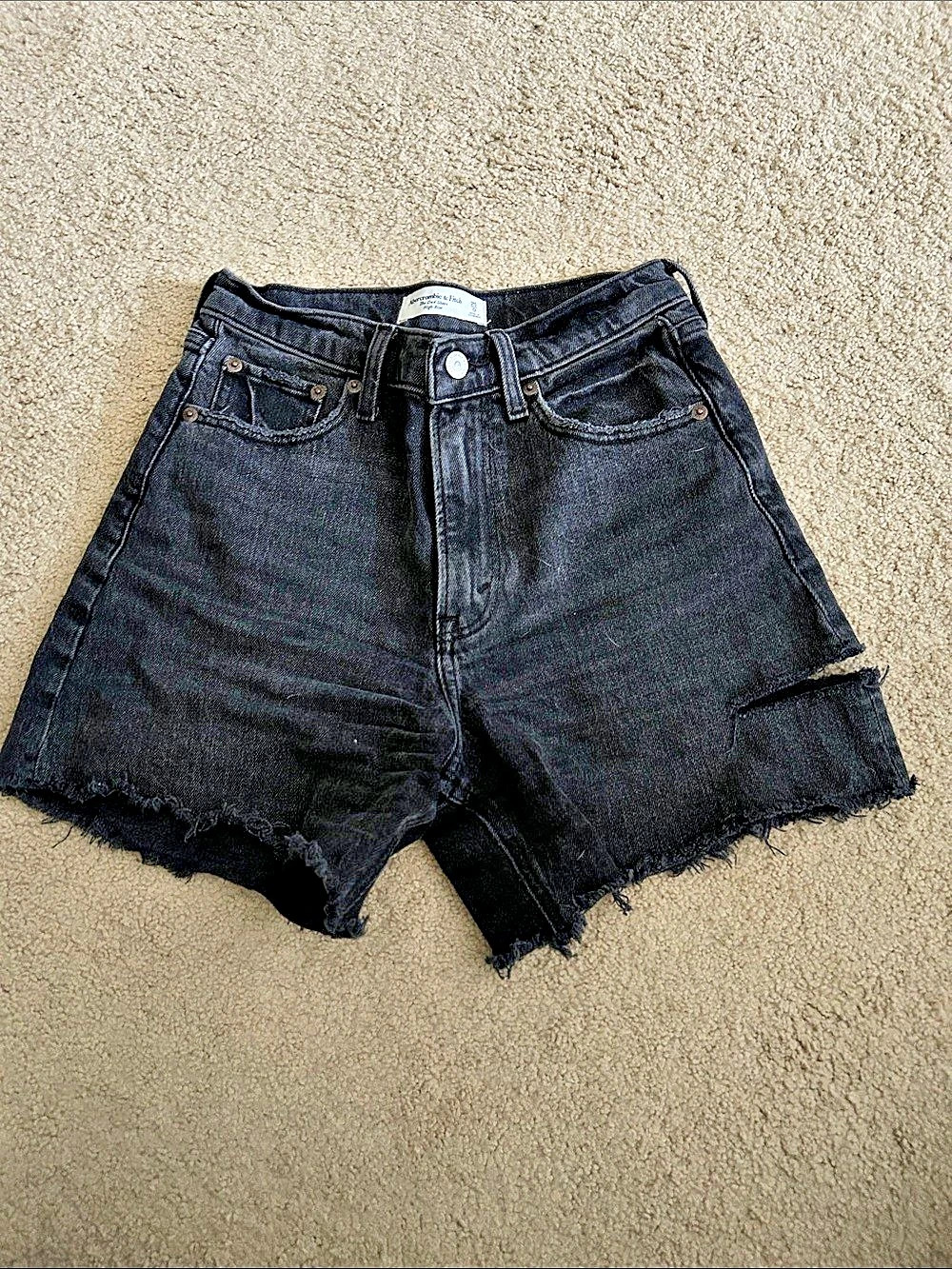 Abercrombie & Fitch The Dad Short High Rise Black Jean Shorts Waist 25